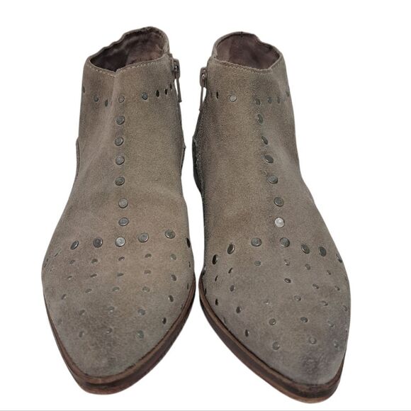 Free People Aquarian Studded Leather Distressing Suede Ankle Boots Taupe Size 6 - Picture 4 of 17